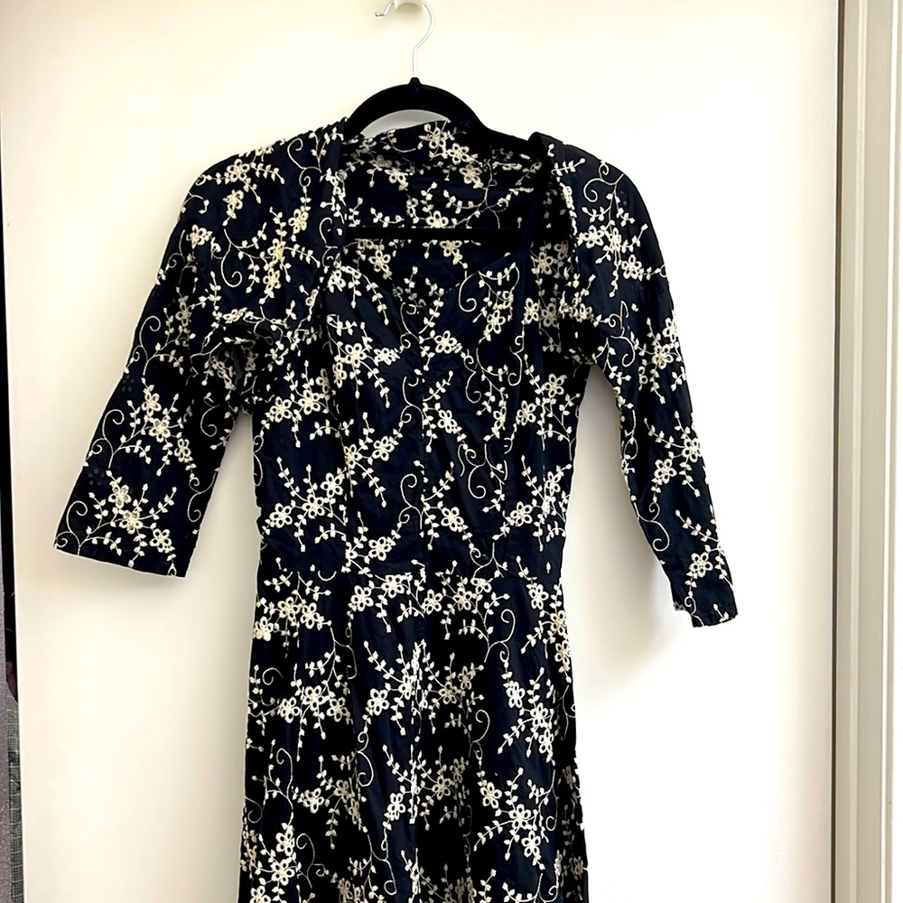 Trashy Diva Black Embroidered Vintage-Style Pin-up Dress with Matching Jacket